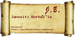 Janovitz Borbála névjegykártya